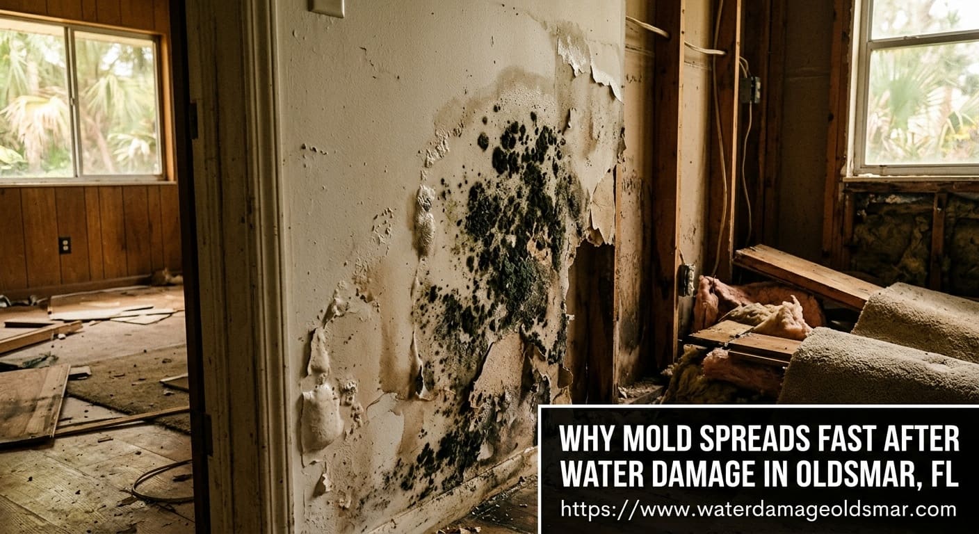 Mold growth risk after water damage in an Oldsmar Florida home