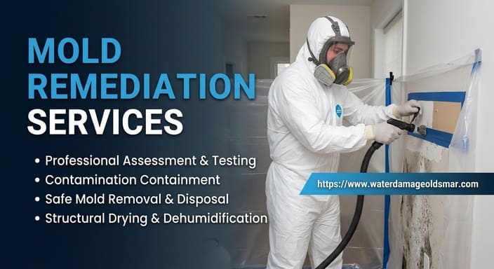 Mold remediation technicians treating moisture in Oldsmar FL